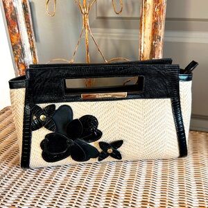 Brahmin Lenox clutch shoulder bag Floral preppy coastal cowgirl crossbody